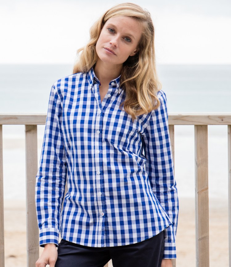Front Row Ladies Long Sleeve Checked Cotton Shirt