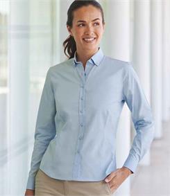 Henbury Ladies Long Sleeved Cotton Feel Coolplus® Shirt