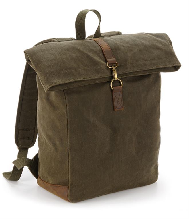 Quadra Heritage Waxed Canvas Backpack Fire Label 2921