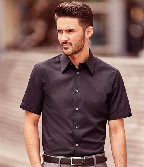 Russell Collection Short Sleeve Tencel Fitted Shirt - Fire Label