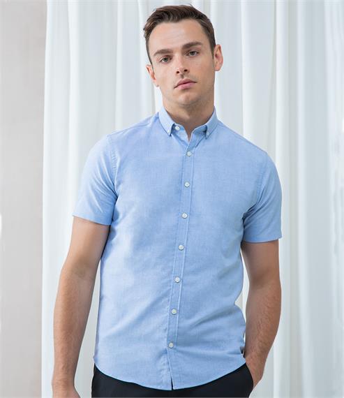 Henbury Modern Short Sleeve Slim Fit Oxford Shirt - Fire Label