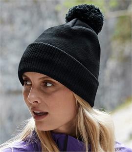 Beechfield Corkscrew Pom Pom Beanie - Fire Label