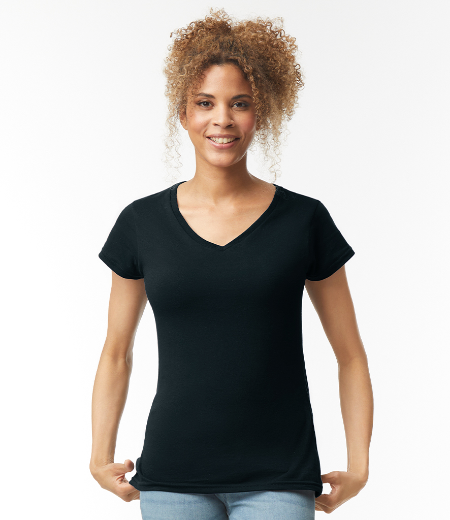 Gildan SoftStyle Ladies V Neck T-Shirt - Fire Label