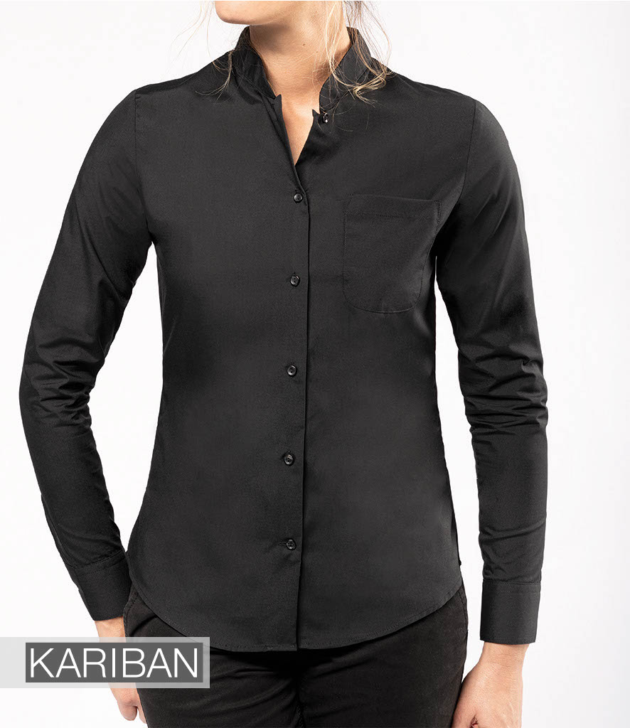 Kariban Mens Long Sleeve Mandarin Collar Shirt 