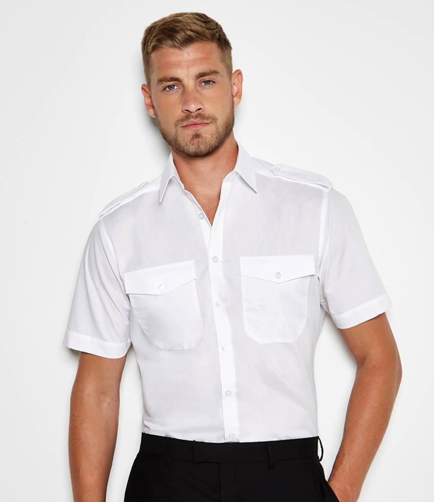 Kustom Kit Short Sleeve Pilot Shirt - Fire Label