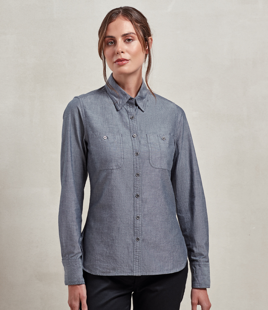 Kustom Kit Ladies Long Sleeve Mandarin Collar Shirt - Fire Label